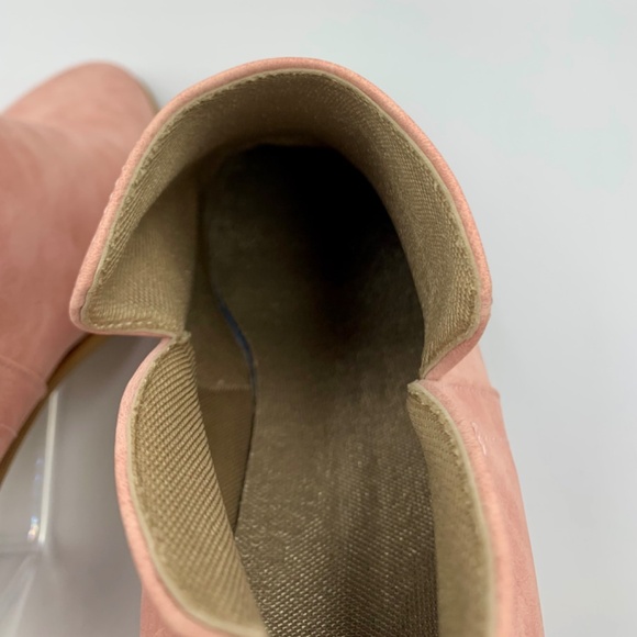 Ladies pink slip on ankle boots with zippered back and western toe - Picture 6 of 10